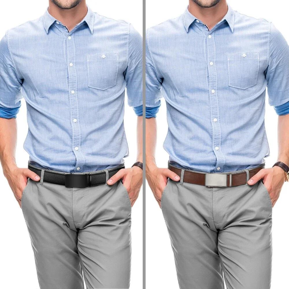 Zitahli Men's Ratchet Belt 2 Packs Leather Gift Dress CasualTrim Fit Size 34-48